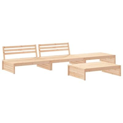 vidaXL 4-delige Loungeset met kussens massief hout