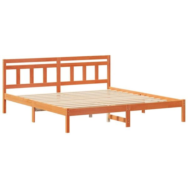 vidaXL Bedframe met hoofdeinde Bruin Grenenhout