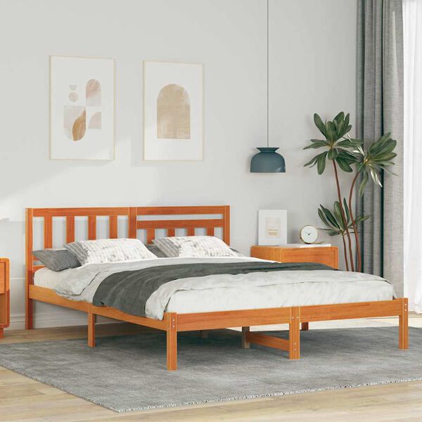 vidaXL Bedframe Wasbruin 120 x 190 cm Massief grenenhout