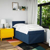 vidaXL Boxspring met matras stof blauw 90x200 cm