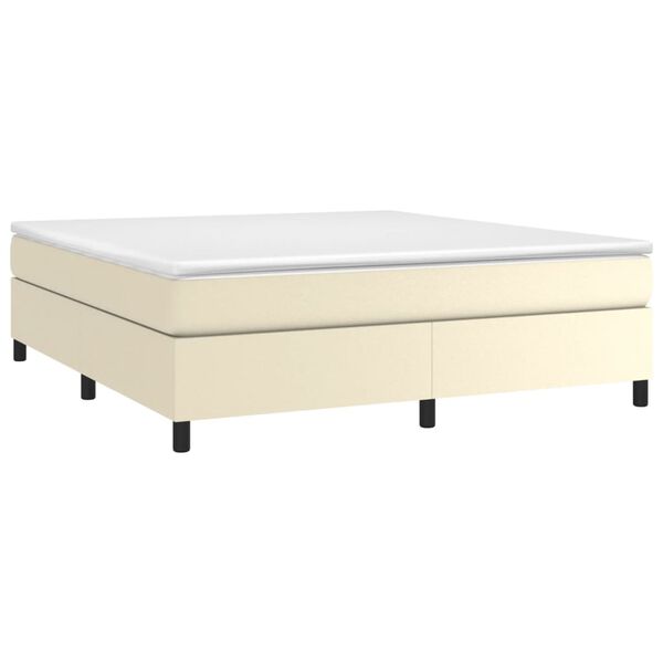 vidaXL Boxspring bed kunstleer cr&egrave;mekleurig 160x200 cm