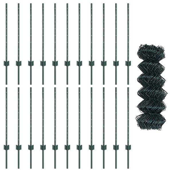 vidaXL Hek en paal Groen 0,8 x 25 m Staal