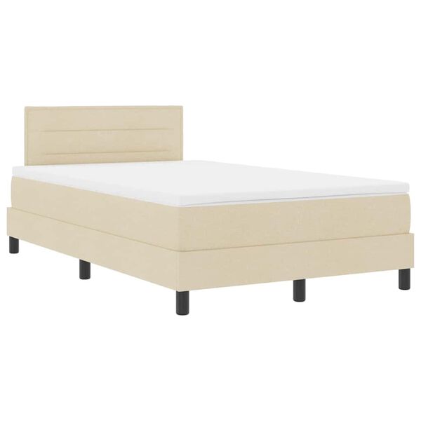 vidaXL Boxspring bed met matras met LED Cr&egrave;me 120 x 200 cm Stof