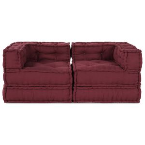 vidaXL Modulair Sofabet 2 pcs Bordeaux 140 x 70 x 56 cm Stof