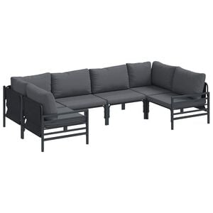 vidaXL Tuinbankenset met kussen 6 pcs Zwart Staal