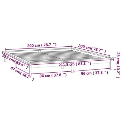 vidaXL Bedframe LED massief hout honingbruin 200x200 cm