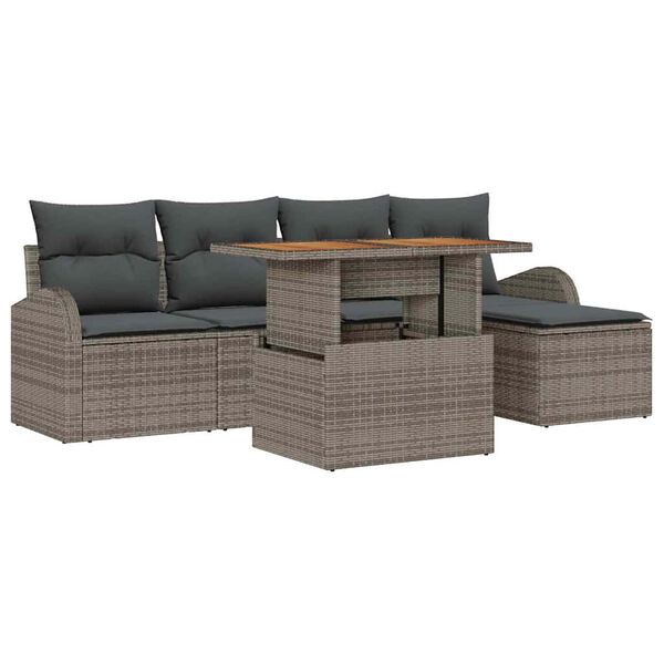 vidaXL Tuin Sofa Set met kussen 6 pcs Grijs