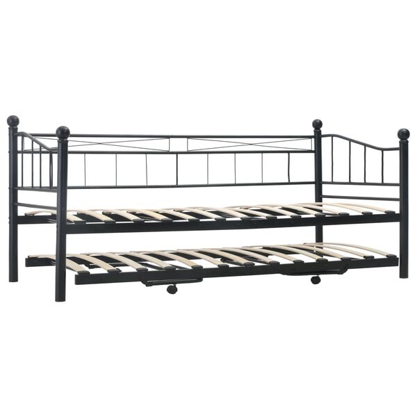 vidaXL Bedframe staal zwart 180x200/90x200 cm