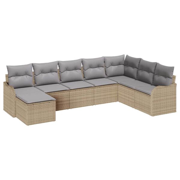vidaXL Tuin Sofa Set 8 pcs Beige poly rattan