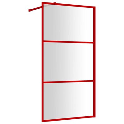 vidaXL Inloopdouchewand transparant 115x195 cm ESG-glas rood