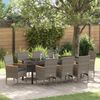 vidaXL Tuin eettafelset met kussen 9 pcs Grijs poly rattan