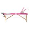 vidaXL Massagetafel inklapbaar 3 zones hout wit en roze
