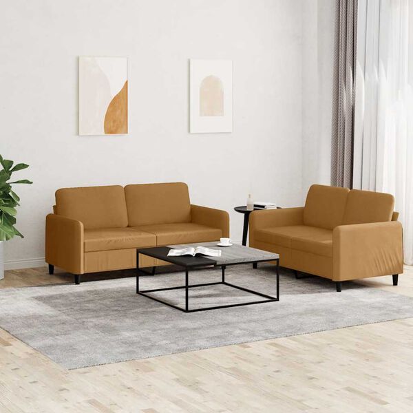 vidaXL 2-delige Loungeset fluweel bruin