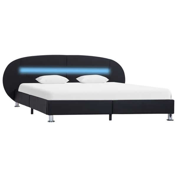 vidaXL Bedframe met LED kunstleer zwart 180x200 cm