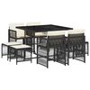 vidaXL 9-delige Tuinset poly rattan zwart