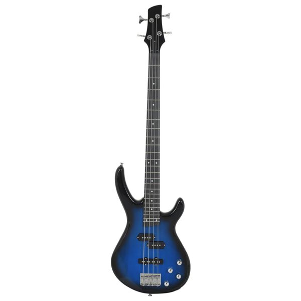 vidaXL Basgitaar voor beginners elektrisch met tas 4/4 46" blauw zwart