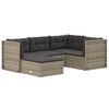 vidaXL 5-delige Loungeset met kussens poly rattan grijs