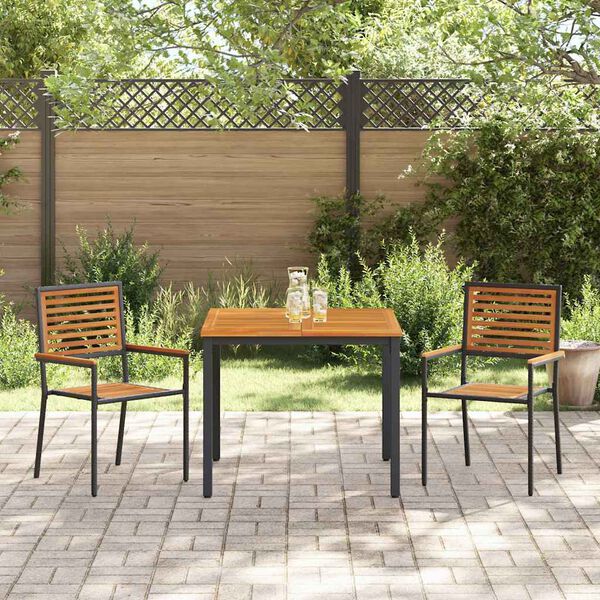 vidaXL Tuin eettafelset 3 pcs Zwart en Bruin poly rattan