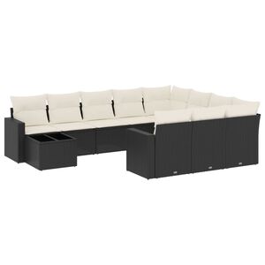 vidaXL 11-delige Loungeset met kussens poly rattan zwart
