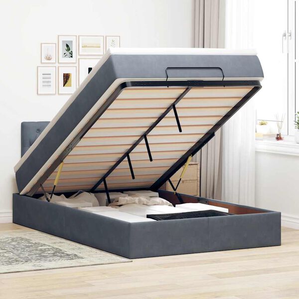 vidaXL Ottoman bed met matras en LED's 120x200cm fluweel donkergrijs