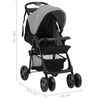 vidaXL Kinderwagen 3-in-1 staal lichtgrijs en zwart