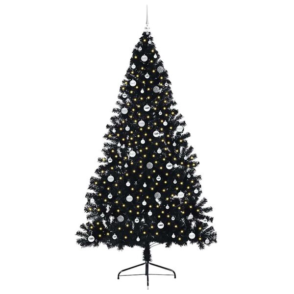 vidaXL Kunstmatig Voorverlicht Kerstboom met 300 LED Zwart 240 cm PVC