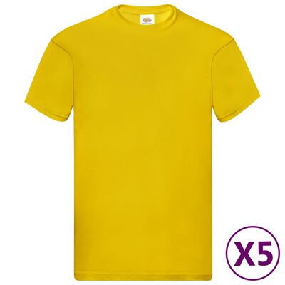 Fruit of the Loom T-shirts Original 5 st 3XL katoen geel