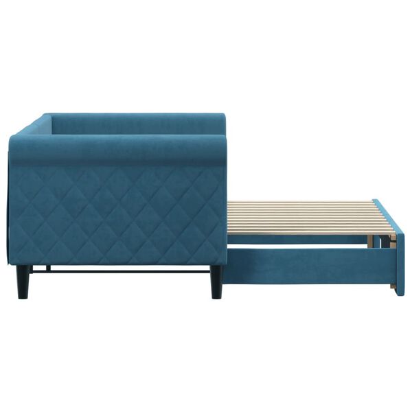 vidaXL Slaapbank met onderschuifbed 80x200 cm fluweel blauw
