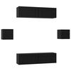 vidaXL Tv-meubelset Wandgemonteerd 6 pcs Zwart eiken Bewerkt hout