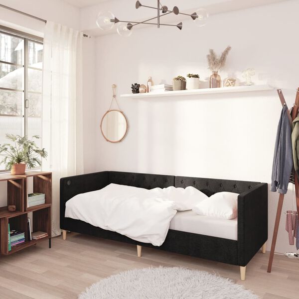 vidaXL Slaapbank met matras en USB stof zwart 90x200 cm