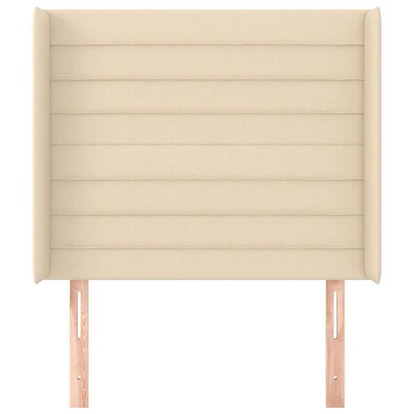 vidaXL Hoofdbord met randen 103x16x118/128 cm stof crèmekleurig