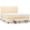 vidaXL Boxspring met matras stof cr&egrave;mekleurig 180x200 cm