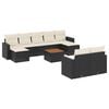 vidaXL 10-delige Loungeset met kussens poly rattan zwart