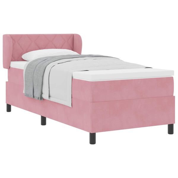 vidaXL Boxspringbed met matras Roze 100 x 200 cm Fluweel