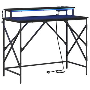 vidaXL Bureau Zwart Eiken 100 x 50 x 86,5 cm Bewerkt hout