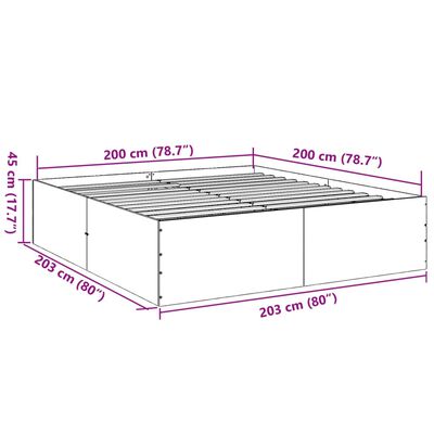 vidaXL Bedframe massief hout zwart 200x200 cm