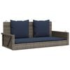 vidaXL Schommelbank met kussens 119x56x48 cm poly rattan grijs