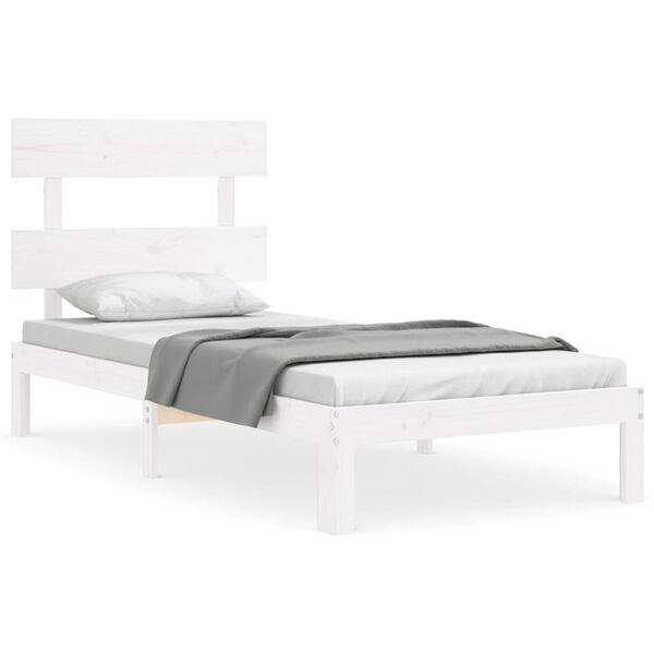 vidaXL Bedframe met hoofdbord massief hout wit