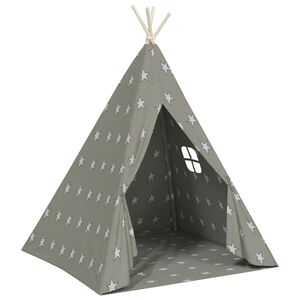 vidaXL Kindertipitent met tas 115x115x160 cm polyester grijs
