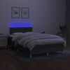 vidaXL Boxspring met matras en LED stof donkergrijs 120x190 cm