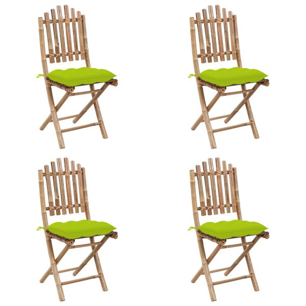 vidaXL 5-delige Tuinset inklapbaar met kussens bamboe