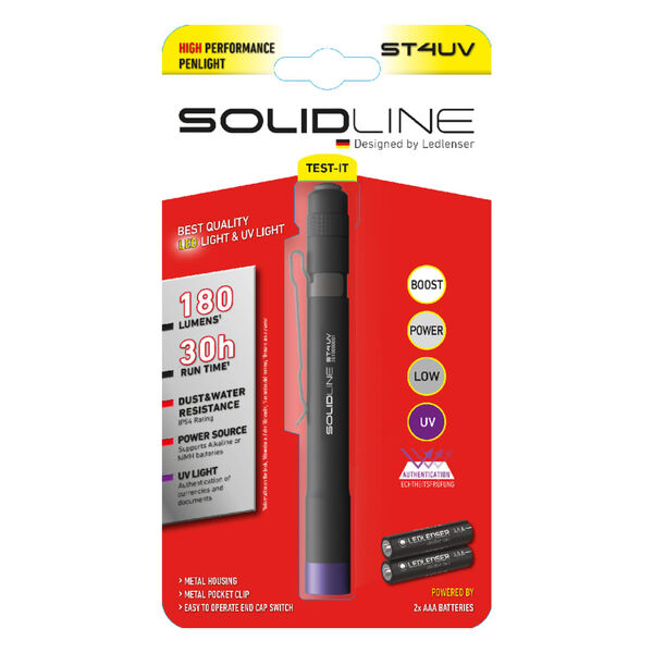 SOLIDLINE Zaklamp ST4UV met klem 180 lm uv-licht
