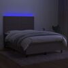 vidaXL Boxspring met matras en LED stof taupe 140x190 cm