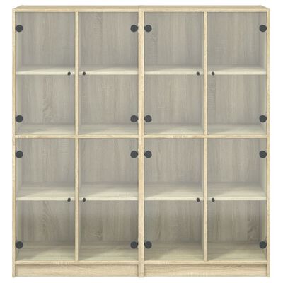 vidaXL Boekenkast met deuren 136x37x142 cm hout sonoma eikenkleurig