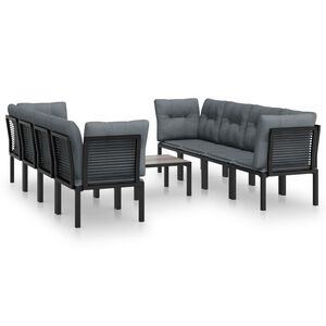 vidaXL 9-delige Loungeset poly rattan zwart en grijs