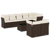 vidaXL 9-delige Loungeset met kussens poly rattan bruin