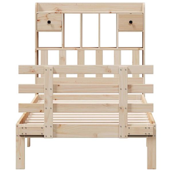 vidaXL Bed met boekenkast zonder matras massief grenenhout 100x200 cm