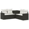 vidaXL Bankstel 5 st Zwart en Cream Wit Poly Rattan en Staal