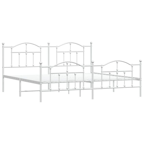 vidaXL Bedframe met hoofd- en voeteneinde metaal wit 200x200 cm