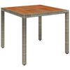vidaXL Tuintafel met houten blad 90x90x75 cm poly rattan grijs